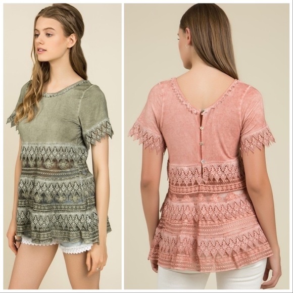 Guava Jam Boho and Lace Top - Picture 3 of 10